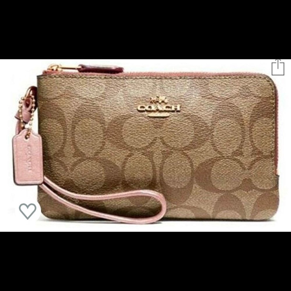 Coach Signature Double Corner Zip Wrislet Wallet